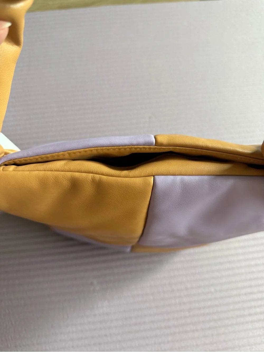 MANGO Brand New Mustard Yellow and Lavender Patchwork Shoulder Bag